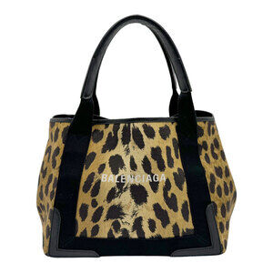 Balenciaga Handbag Tote Bag Navy Blue Cabas Leather Brown Black